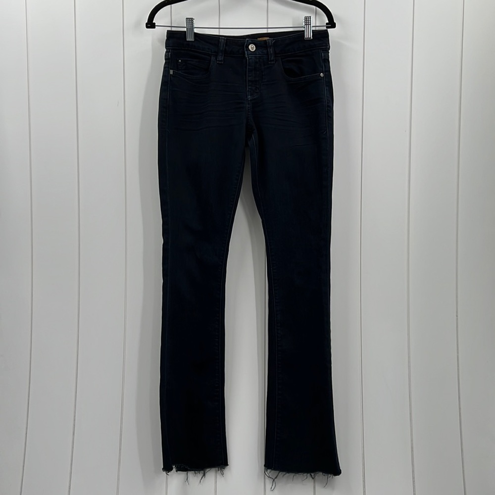 Pilcro Cropped Jeans Dark Wash Raw Hem Size 26